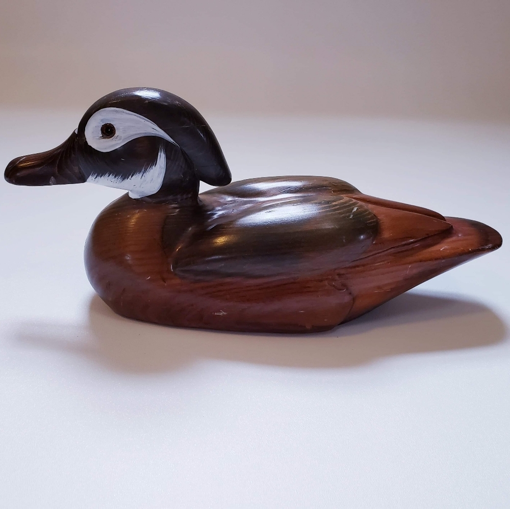 Hand Carved Wood Duck Hunting Decoy Real W…